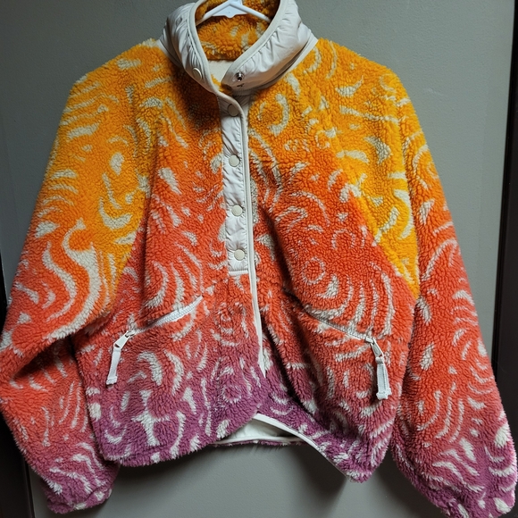 Free People Jackets & Blazers - Free People Ombre Sherpa Jacket in Yellow, Orange & Pink